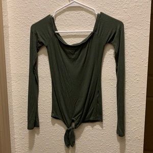Olive Green off the shoulder Hollister top